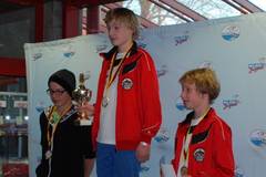 Männliche Jugend Sieger Nicolas Barnickel , Benedikt Hirschke und Matteo Barnickel (alle Schwimmverein Kronach)